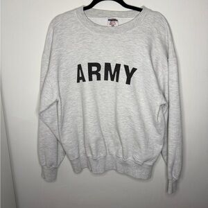 Vintage Jerzees Light Gray ARMY Crew Neck Sweater